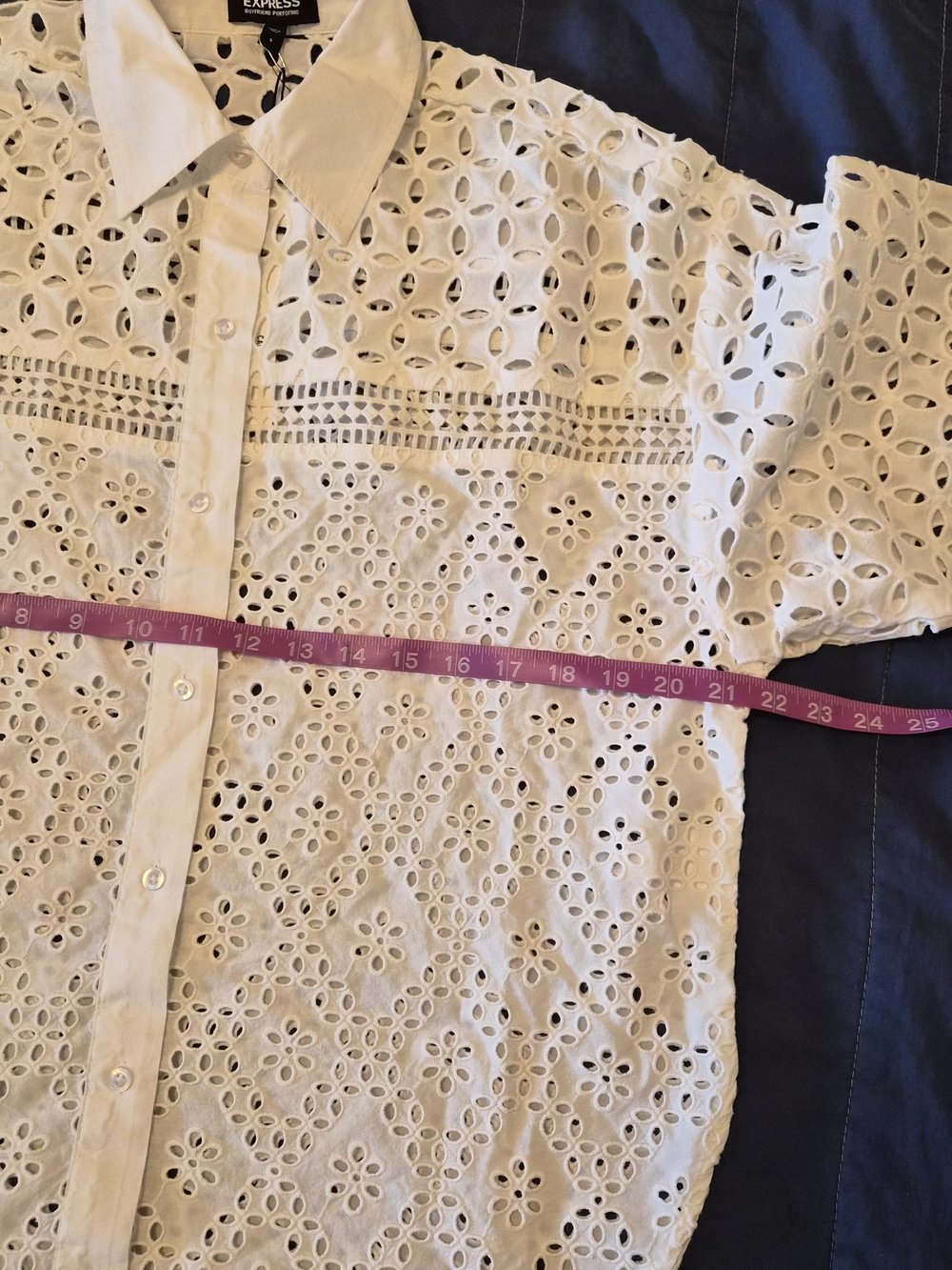Express White Eyelet Cotton Button-Up Shirt - Women - Picture 6 of 11